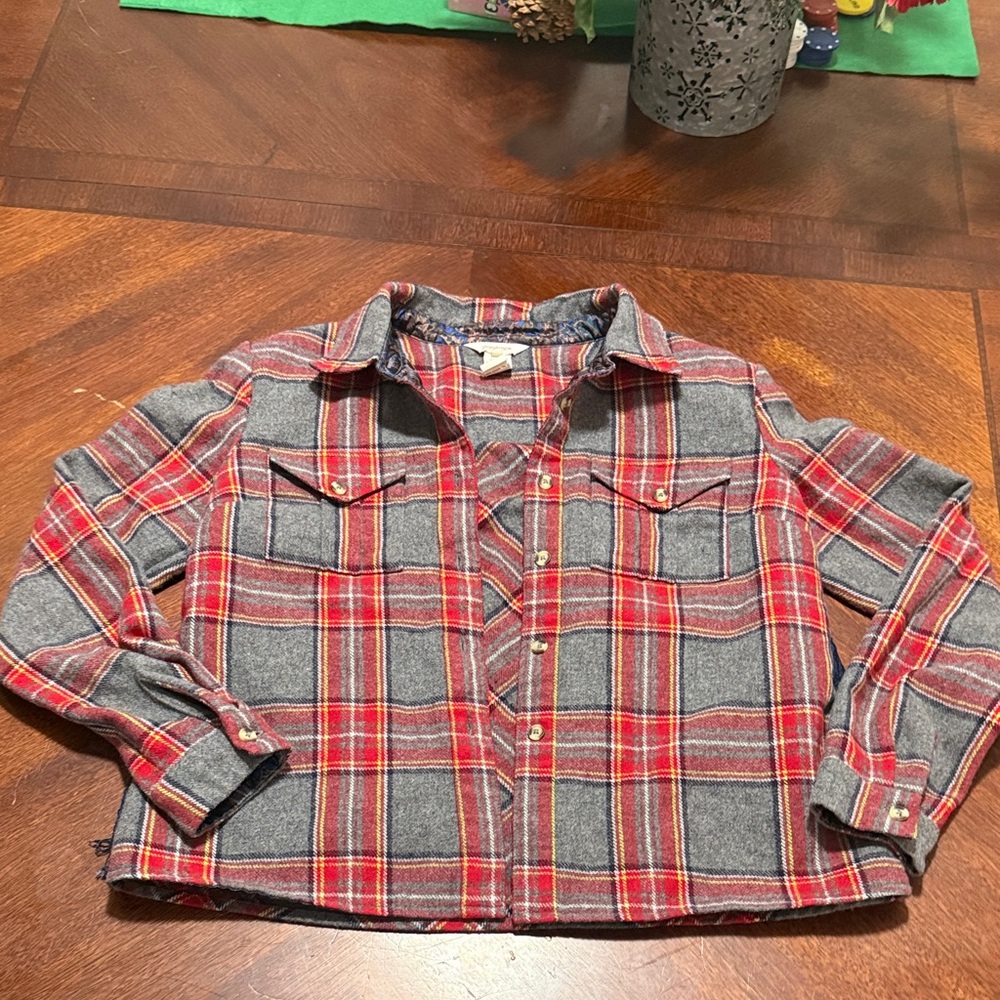 Sundance Red and Gray Plaid Women's Button Down Shirt